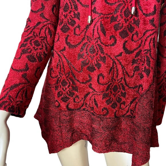 One World brand Red and Black Tapestry inspired Long Sleeve Sweater - Picture 3 of 11